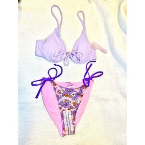 Mix & Match Bikini Set Wild Fable Lined underwire Top & Adj Side Tie Bottom New